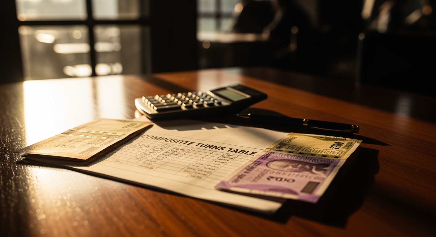 Composite weekly turns table on a manager's planning desk, currency notes weighted on the page corners