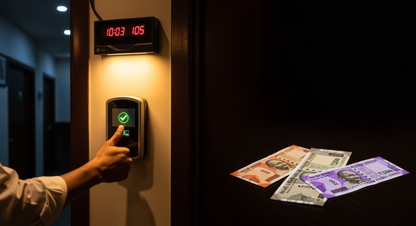 Digital attendance system terminal at a restaurant entry