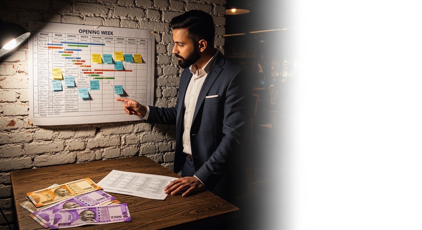 Restaurant pre-opening checklist (India) — 84 items, 90 days